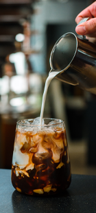 Iced coffee being prepared