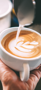Latte art being poured